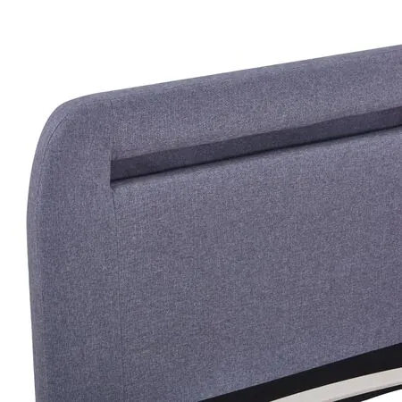  Cadru pat cu LED-uri, gri deschis, 160x200 cm, material textil