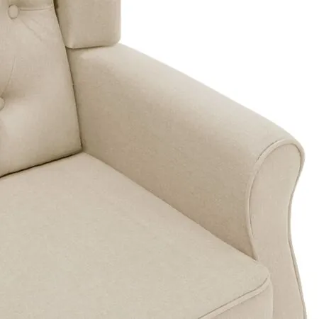  Fotoliu cu taburet pentru picioare, crem, material textil