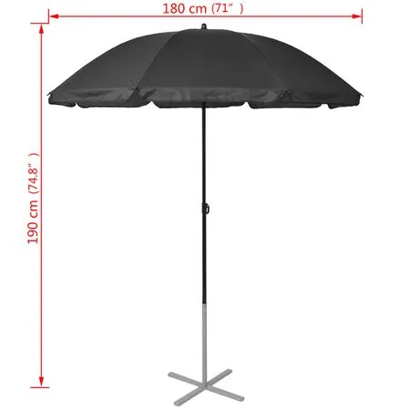  Șezlonguri de plajă cu umbrelă, negru, aluminiu 