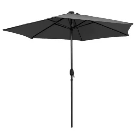  Umbrelă de soare cu LED-uri, stâlp aluminiu, antracit, 270 cm