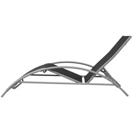  Șezlonguri de plajă cu umbrelă, negru, aluminiu 