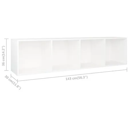  Bibliotecă/Dulap TV, alb, 36x30x143 cm, lemn prelucrat