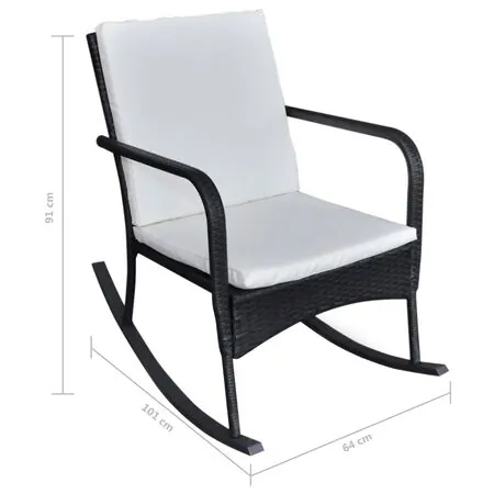  Scaun balansoar de exterior, negru, poliratan