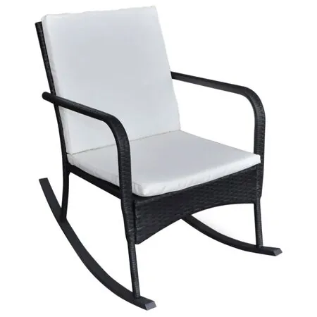  Scaun balansoar de exterior, negru, poliratan
