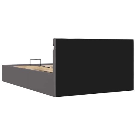  Cadru pat hidraulic cu ladă LED gri 120x200 cm piele ecologică