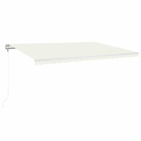  Copertină automată cu senzor vânt & LED, crem, 500x350 cm