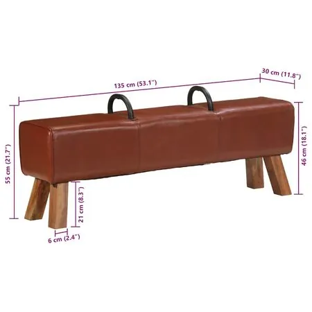  Bancă Turnbock vintage cu mânere, piele naturală de capră