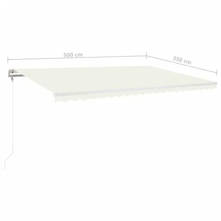  Copertină automată cu senzor vânt & LED, crem, 500x350 cm