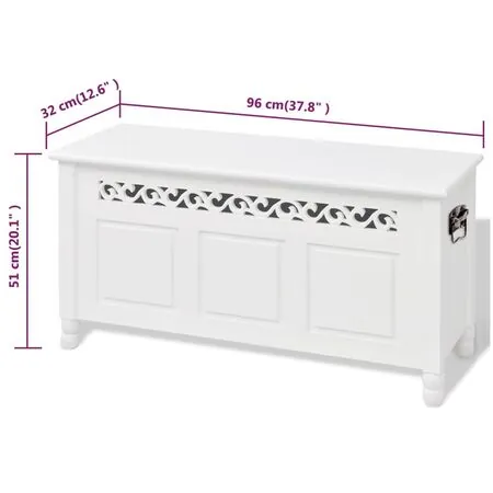  Bancă de depozitare stil baroc, MDF, Alb