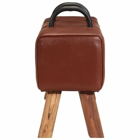  Bancă Turnbock vintage cu mânere, piele naturală de capră