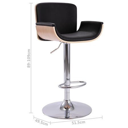  Scaun de bar, negru, piele ecologică