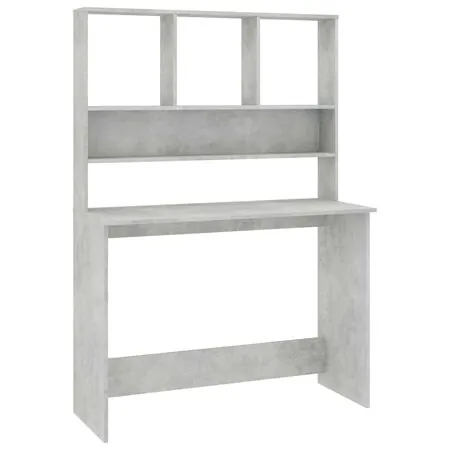  Birou cu rafturi, gri beton, 110x45x157 cm, PAL
