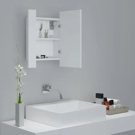  Dulap de baie cu oglindă & LED, alb, 40x12x45 cm, acril