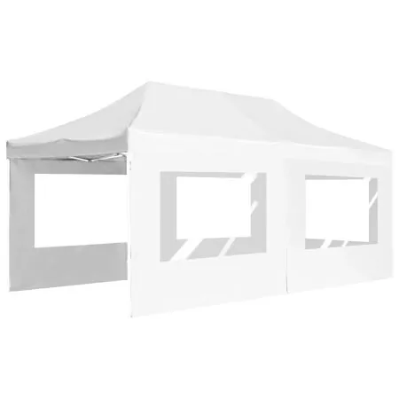  Cort de petrecere pliabil cu pereți, alb, 6 x 3 m, aluminiu