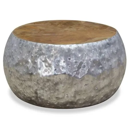  Măsuță de cafea din aluminiu și tec, 60 x 60 x 30 cm 