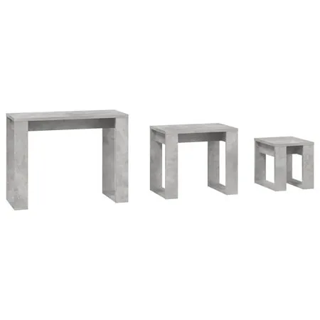  Mese suprapuse, 3 buc., gri beton, lemn compozit