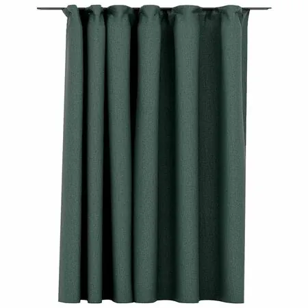  Draperie opacă, aspect de in, verde, 290 x 245 cm, cu cârlige