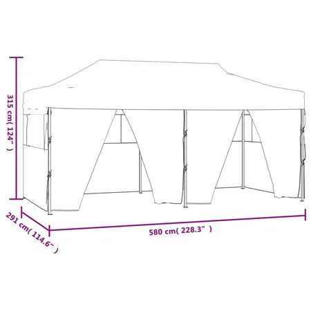  Cort de petrecere pliabil cu 4 pereți, crem, 3 x 6 m, oțel