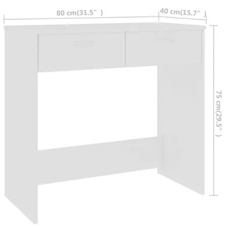  Birou, alb, 80x40x75 cm, lemn prelucrat