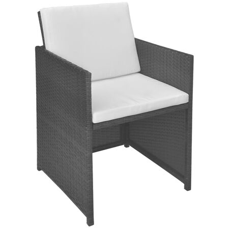  Set bistro cu perne, 3 piese, negru, poliratan