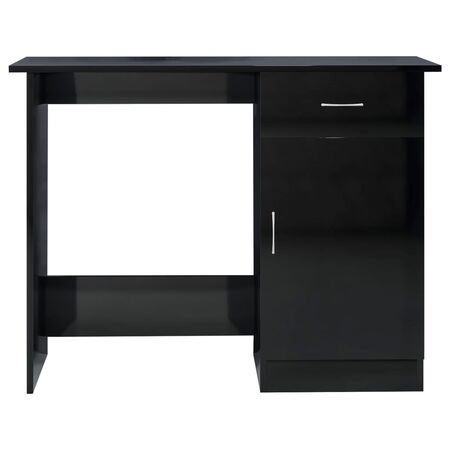  Birou, negru extralucios, 100 x 50 x 76 cm, PAL