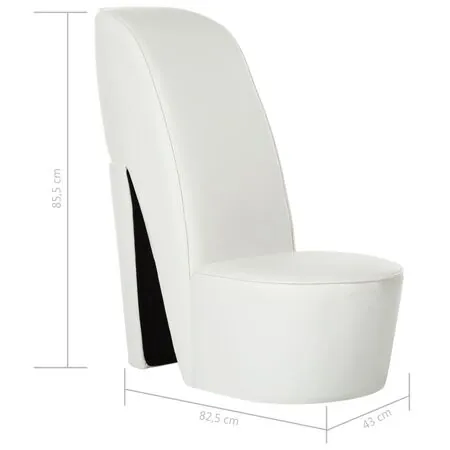  Scaun, design toc înalt, alb, piele ecologică