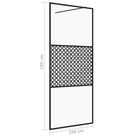  Paravan duș walk-in, negru, 100x195 cm, sticlă ESG transparentă