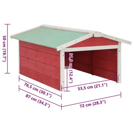  Garaj mașină de tuns iarba robot roșu&alb 72x87x50 cm lemn brad