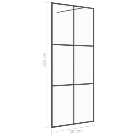  Paravan de duș walk-in negru 90x195 cm sticlă ESG transparentă