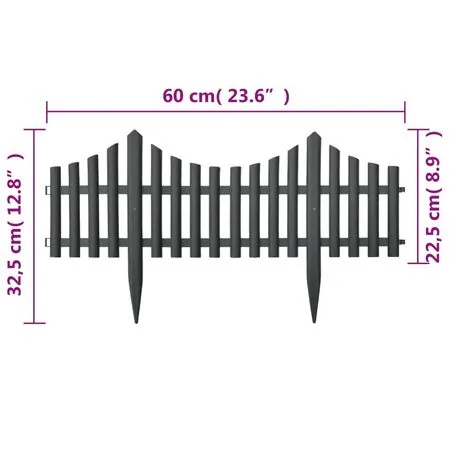 Borduri de gazon, 17 buc., antracit, 10 m, PP