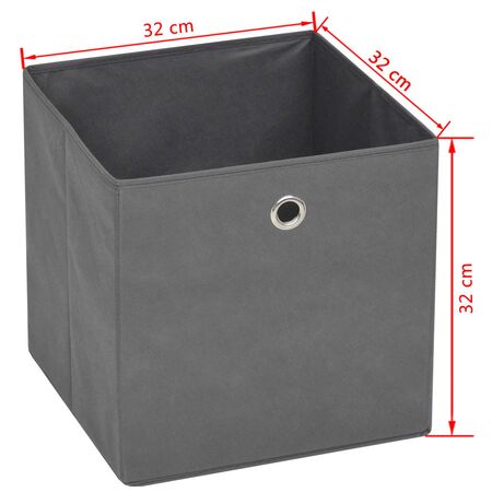  Cutii de depozitare, 4 buc, material nețesut, 32x32x32 cm, Gri