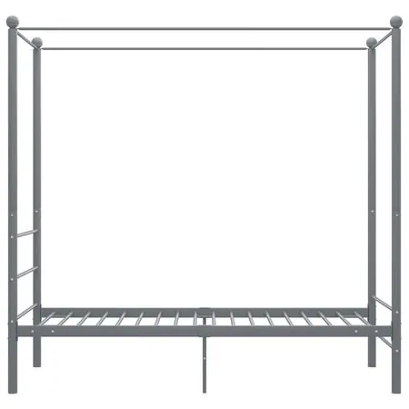  Cadru de pat cu baldachin, gri, 90x200 cm, metal
