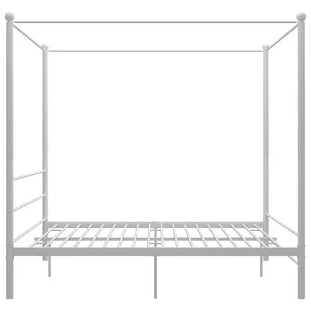 Cadru de pat cu baldachin, alb, 200x200 cm, metal 