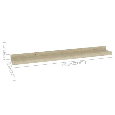  Rafturi de perete, 4 buc., stejar sonoma, 60x9x3 cm