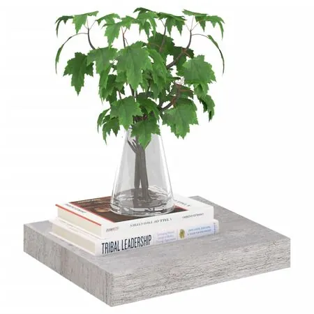  Raft de perete suspendat, gri beton, 23x23,5x3,8 cm, MDF