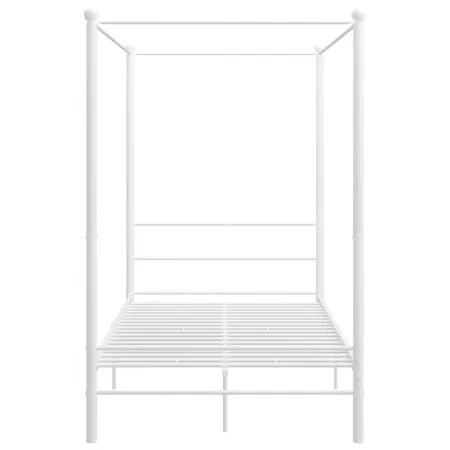 Cadru de pat cu baldachin, alb, 120x200 cm, metal 