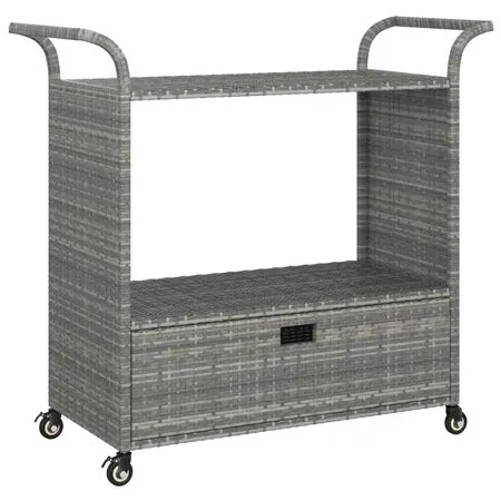  Cărucior de bar cu sertar, gri, 100x45x97 cm, poliratan