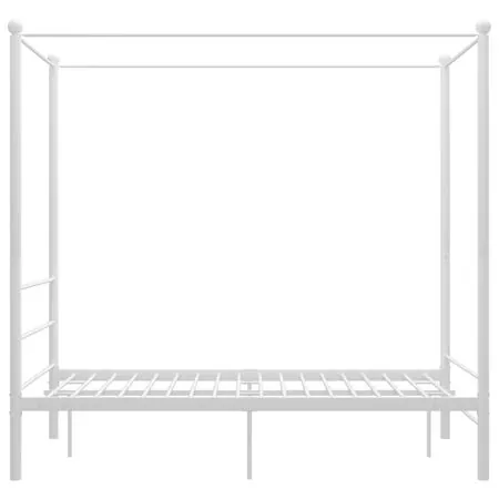  Cadru de pat cu baldachin, alb, 120x200 cm, metal 