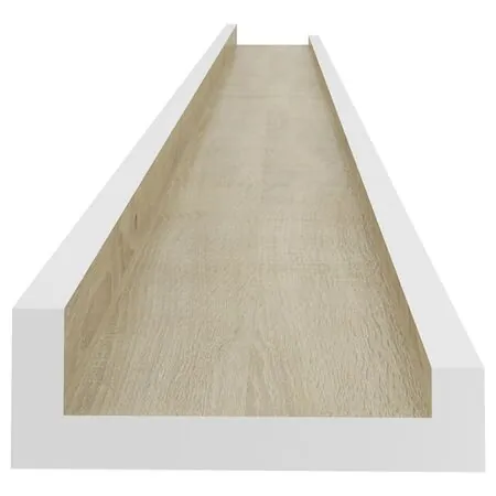  Rafturi de perete, 4 buc., alb și stejar sonoma, 115x9x3 cm