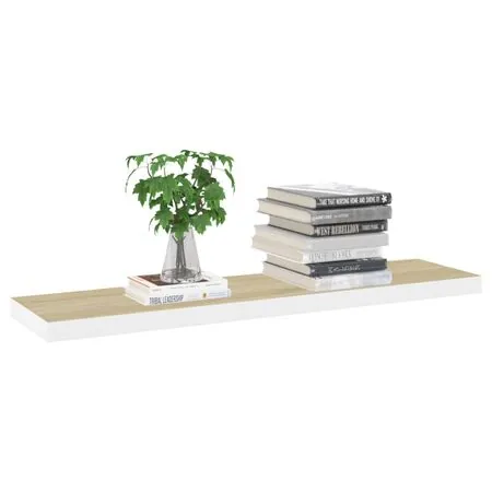  Rafturi perete suspendate 2 buc. stejar/alb 90x23,5x3,8 cm MDF