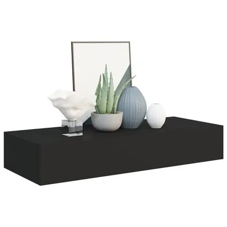  Dulapuri de perete cu sertare 2 buc. negru 60x23,5x10 cm MDF