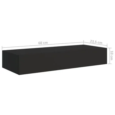  Dulapuri de perete cu sertare 2 buc. negru 60x23,5x10 cm MDF