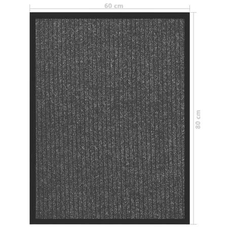  Covoraș de ușă, antracit cu dungi, 60x80 cm