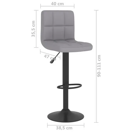  Scaune de bar, 2 buc., gri deschis, material textil