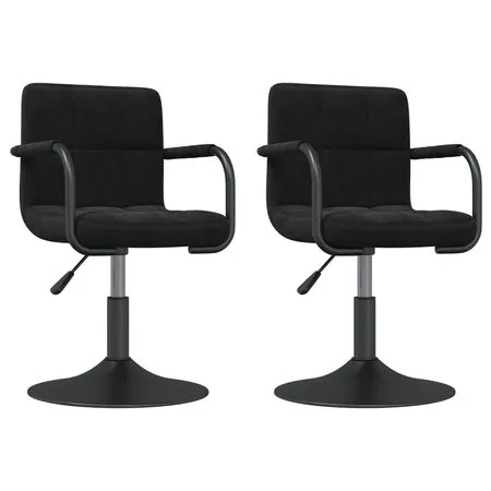  Scaune de bucătărie pivotante, 2 buc., negru, catifea