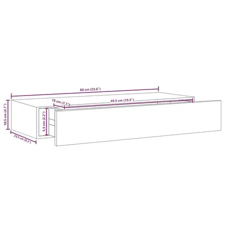  Dulapuri de perete cu sertare 2 buc. negru 60x23,5x10 cm MDF
