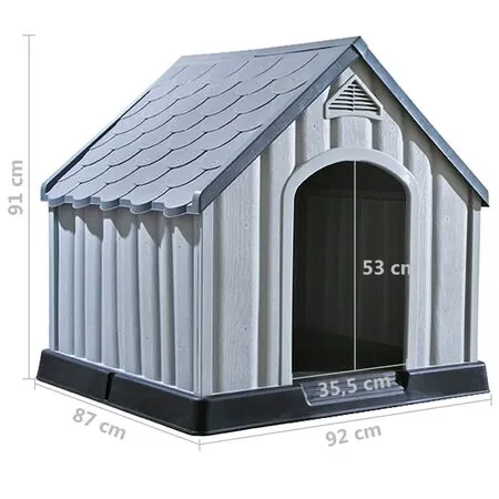  Cușcă pentru câini, gri, 92x87x91 cm, plastic