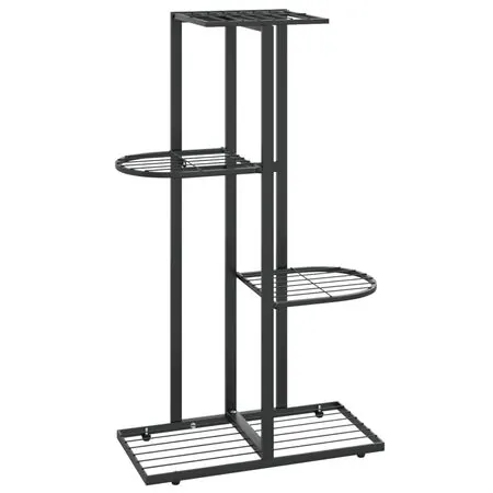  Suport pentru flori cu 4 nivele, negru, 43x22x76 cm, metal