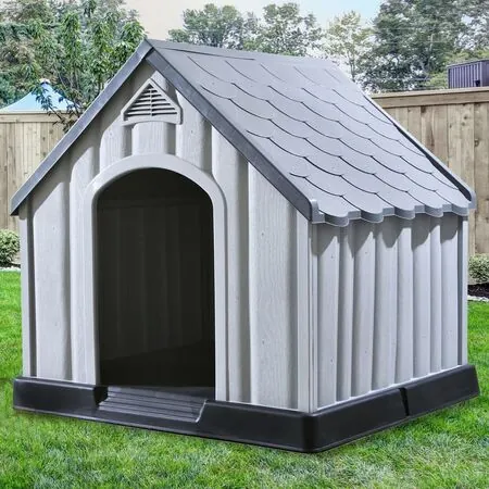  Cușcă pentru câini, gri, 92x87x91 cm, plastic