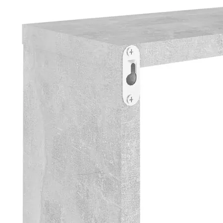  Rafturi de perete cub, 4 buc., gri beton, 30x15x30 cm